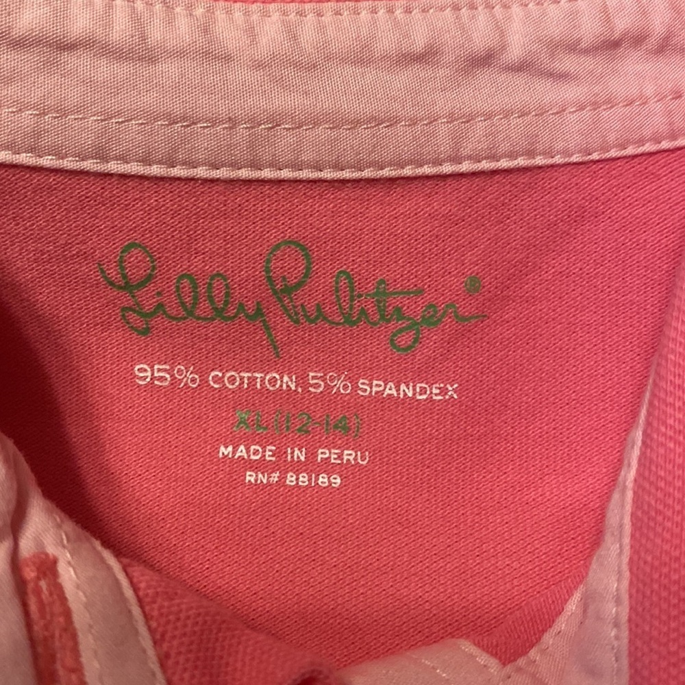 Lilly Pulitzer Kids Youth Girls Pink Long Sleeve Polo Shirt Size XL - Picture 3 of 5